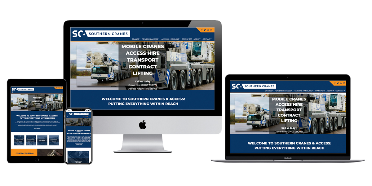 Responsive website and rebrand for Southern Cranes, construction and plant industry web development, West Sussex