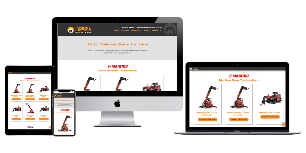 Website design and build for MLS, specialist lifiting equipment for the film, TV and event industry
