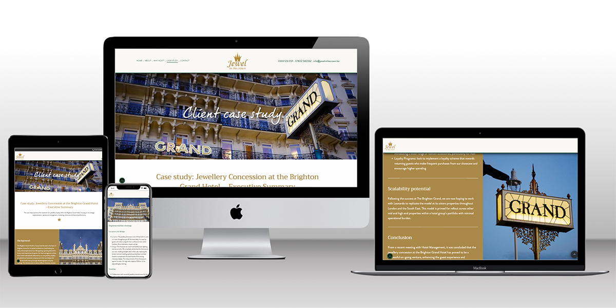 Brochure website for hotel jewellery supplier and specialist