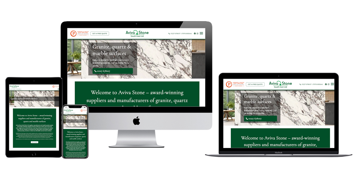 Brochure website design and build for granite, marble, quartz and natural stone specialist
