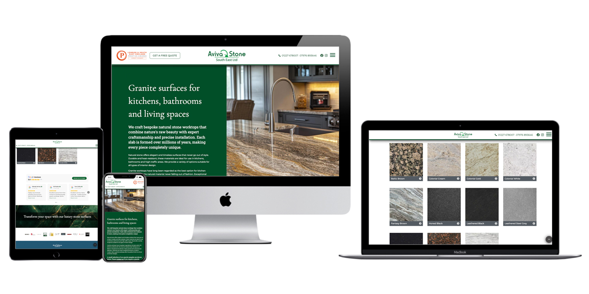 Brochure website design and build for granite, marble, quartz and natural stone specialist