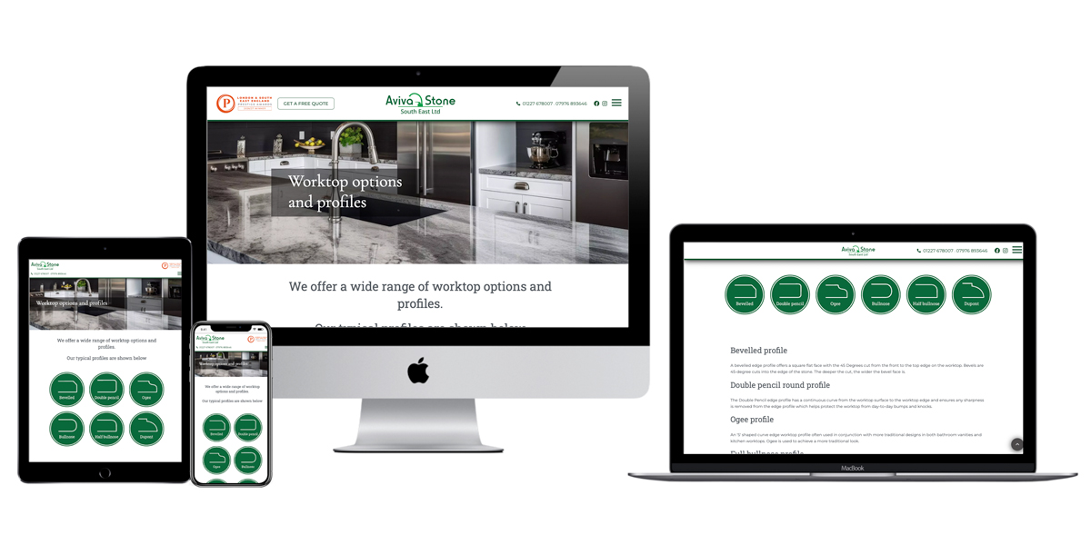 Brochure website design and build for granite, marble, quartz and natural stone specialist