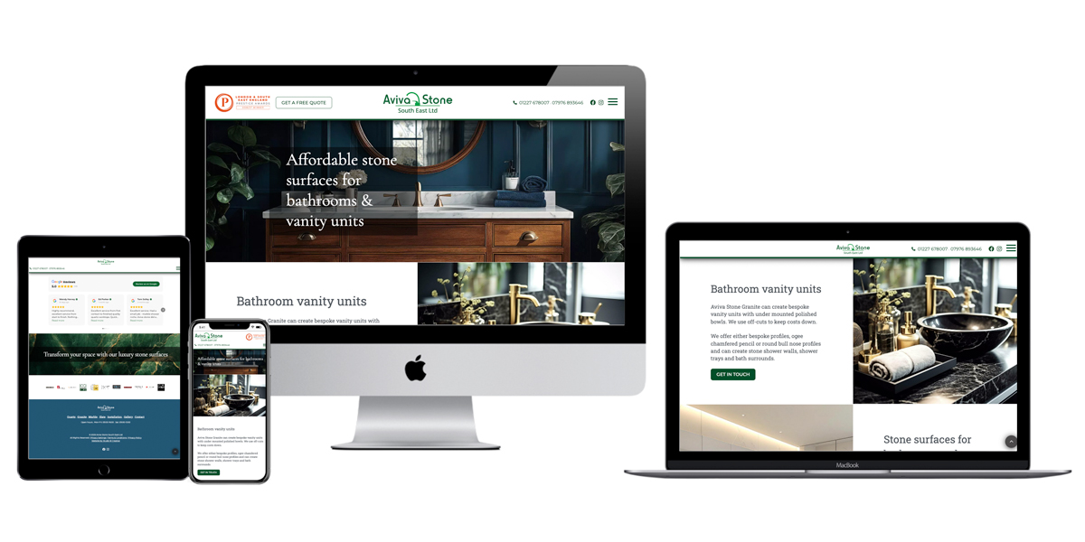 Brochure website design and build for granite, marble, quartz and natural stone specialist