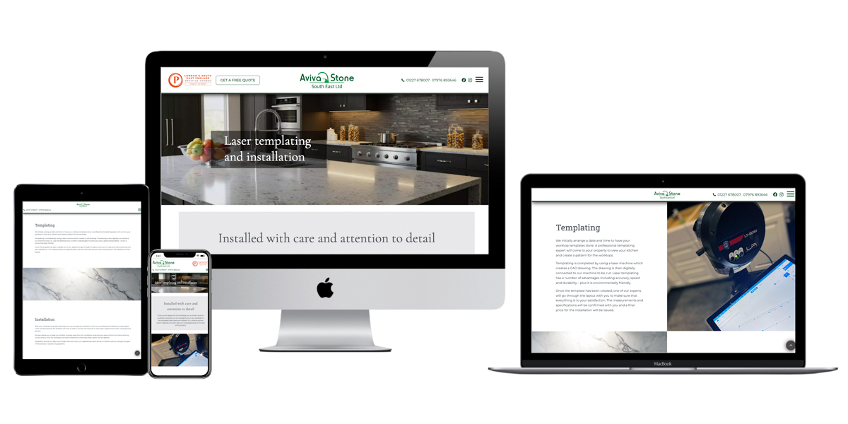 Brochure website design and build for granite, marble, quartz and natural stone specialist