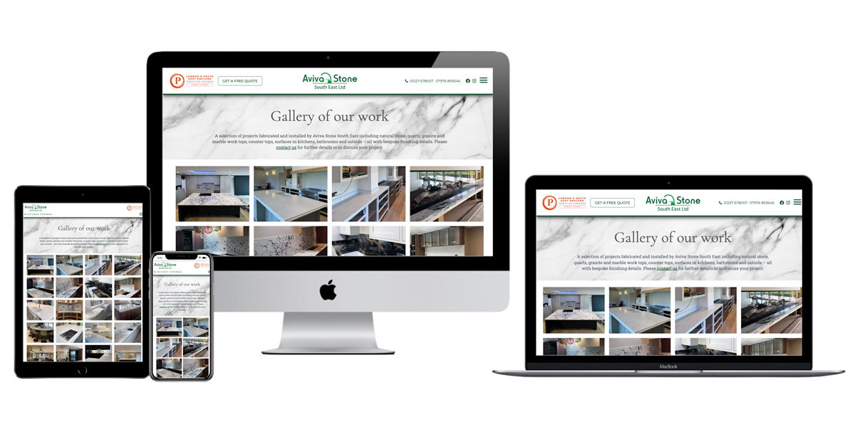 Brochure website design and build for granite, marble, quartz and natural stone specialist