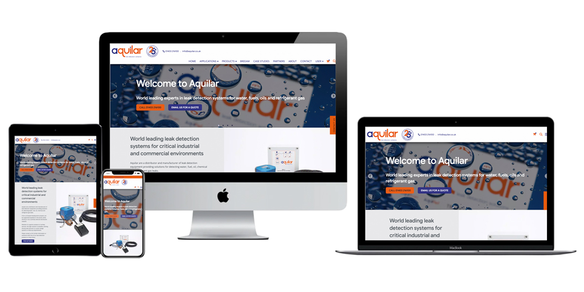 Aquilar leak detection website design and development by Studio B Creative