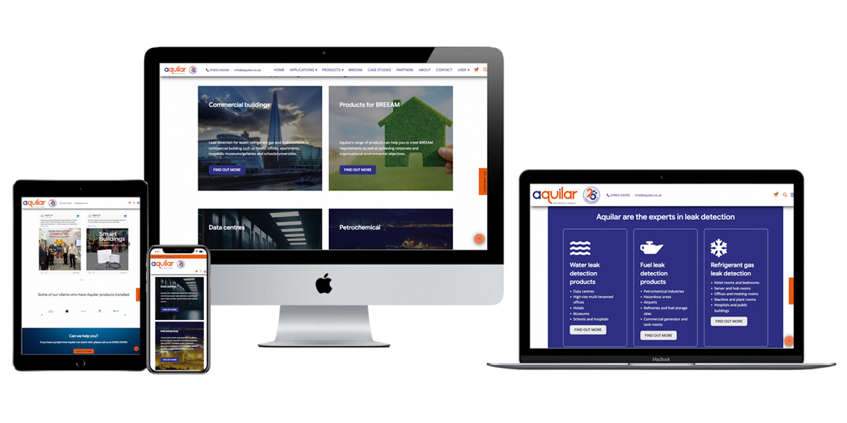 Aquilar leak detection website design and development by Studio B Creative