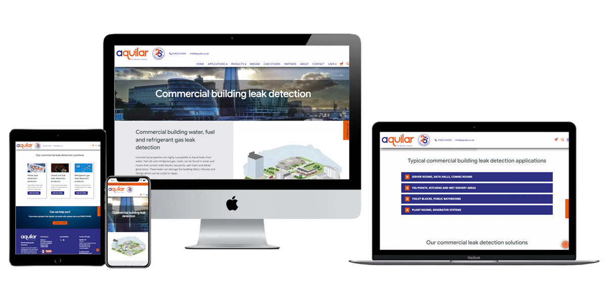Aquilar leak detection website design and development by Studio B Creative