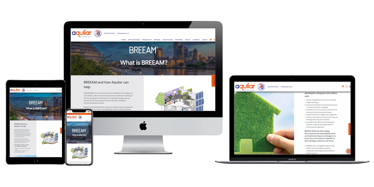Aquilar leak detection website design and development by Studio B Creative