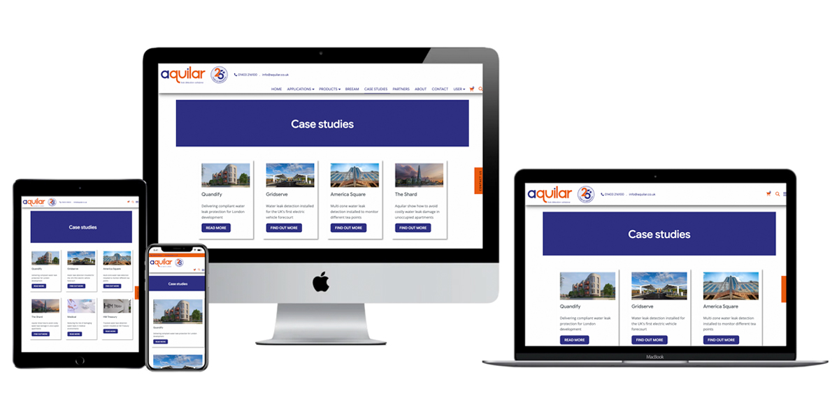 Aquilar leak detection website design and development by Studio B Creative