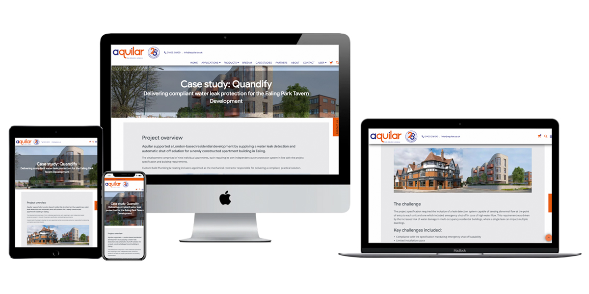 Aquilar leak detection website design and development by Studio B Creative