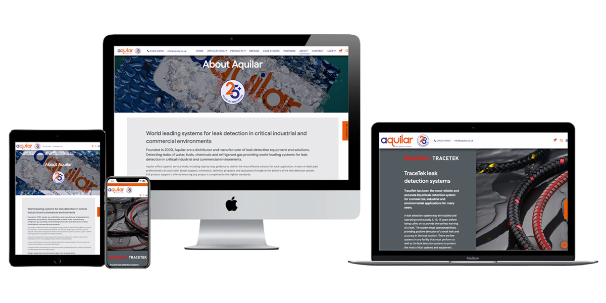 Aquilar leak detection website design and development by Studio B Creative